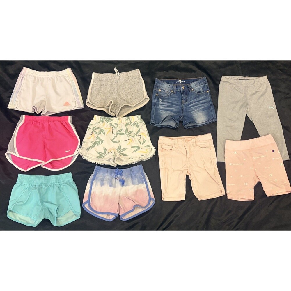 Girls Size 6 Summer Bottoms Bundle (10 Pcs) - Nike, Champion, Puma An More